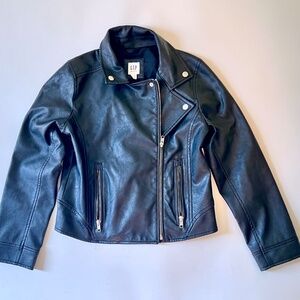 GAP KIDS Black Faux-Leather Moto Jacket - Size XL